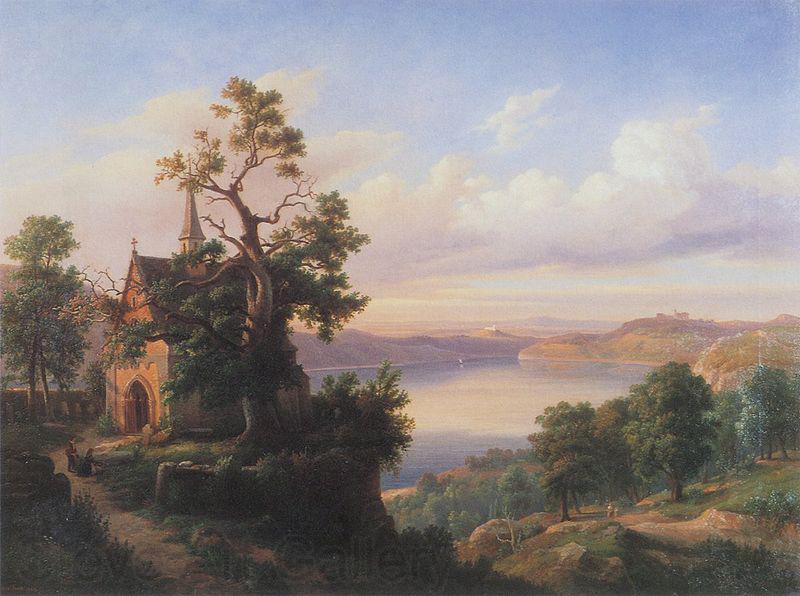 unknow artist Landscape with a lake and a gothic church. Norge oil painting art